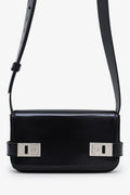 Salvatore Ferragamo Black Patent Leather Clasp Shoulder Bag