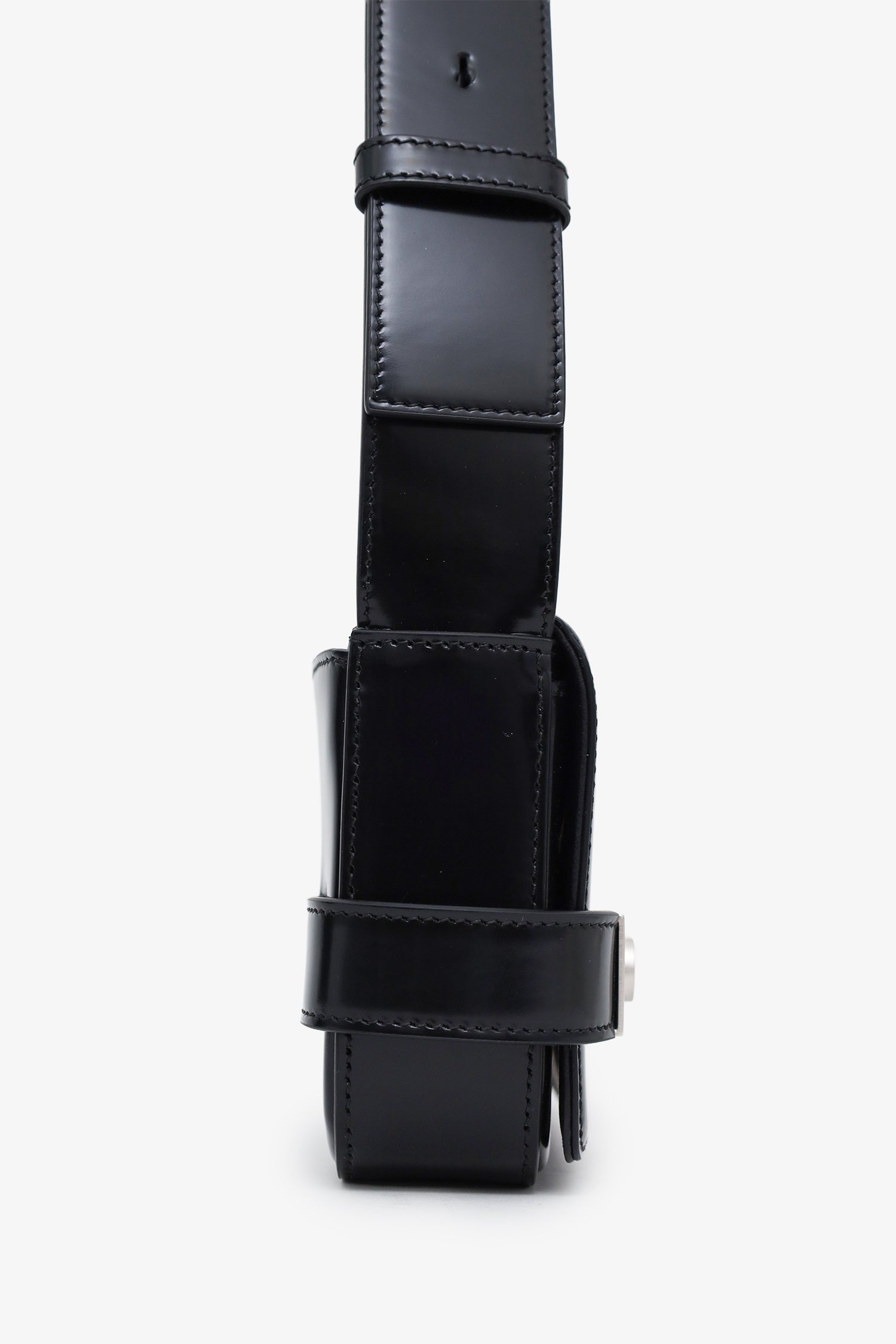 Salvatore Ferragamo Black Patent Leather Clasp Shoulder Bag