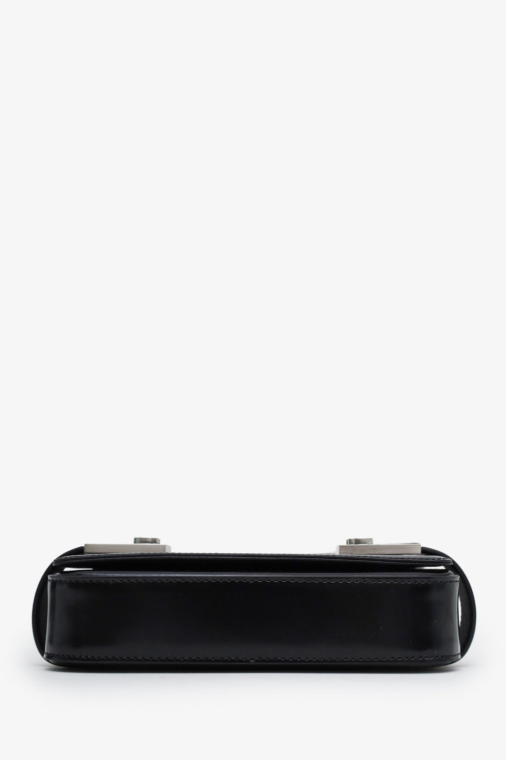 Salvatore Ferragamo Black Patent Leather Clasp Shoulder Bag