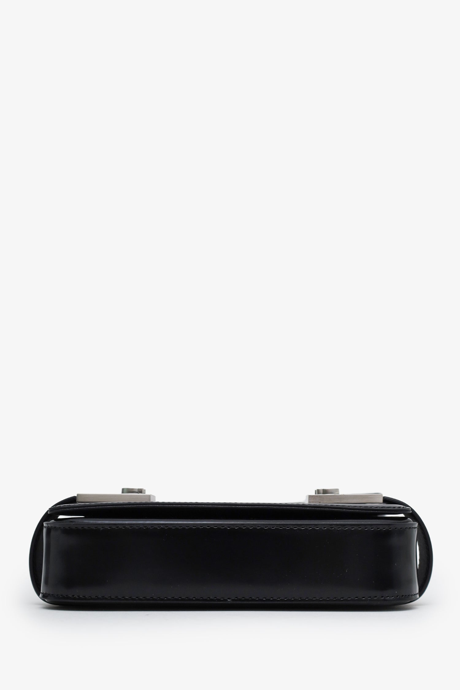 Salvatore Ferragamo Black Patent Leather Clasp Shoulder Bag