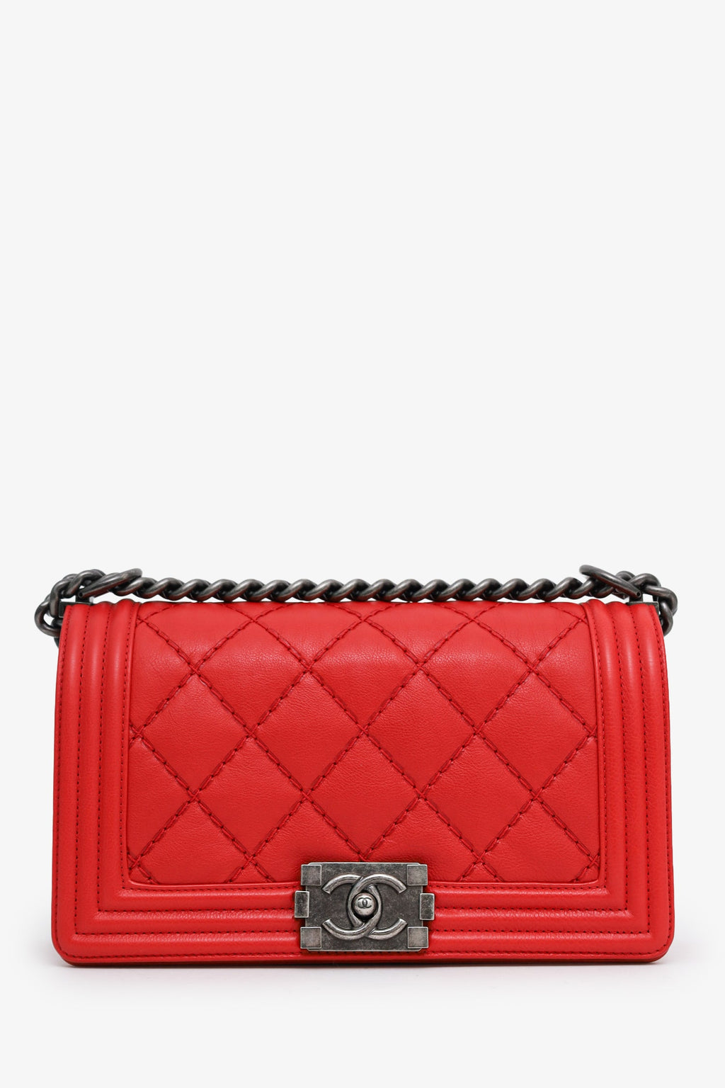 Chanel™ 2013-14 Red Lambskin Medium Boy Bag