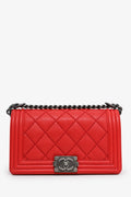 Chanel™ 2013-14 Red Lambskin Medium Boy Bag