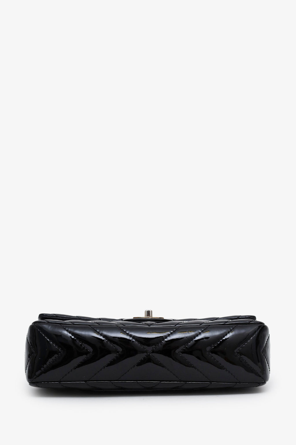 Chanel™ 2009-10 Black Patent Chevron Medium Single Flap Bag