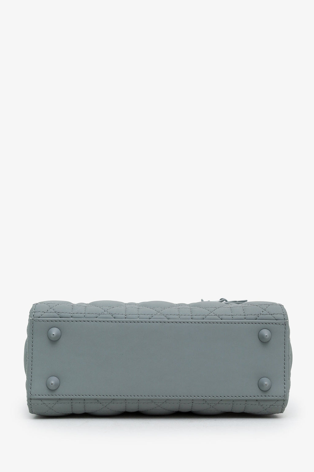 Christian Dior 2021 Grey Matte Cannage Leather Small Lady Dior Top Handle With Strap