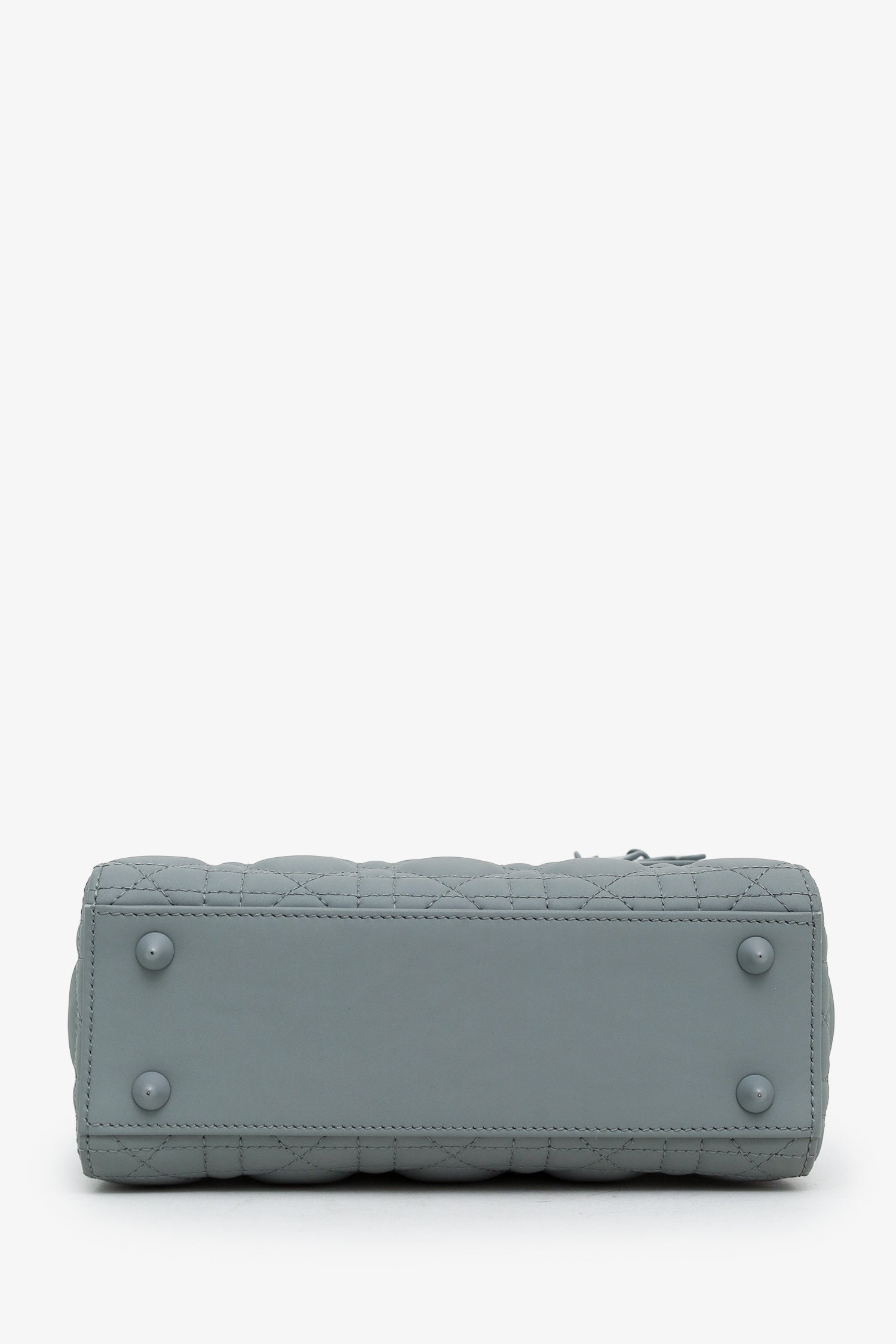 Christian Dior 2021 Grey Matte Cannage Leather Small Lady Dior Top Handle With Strap