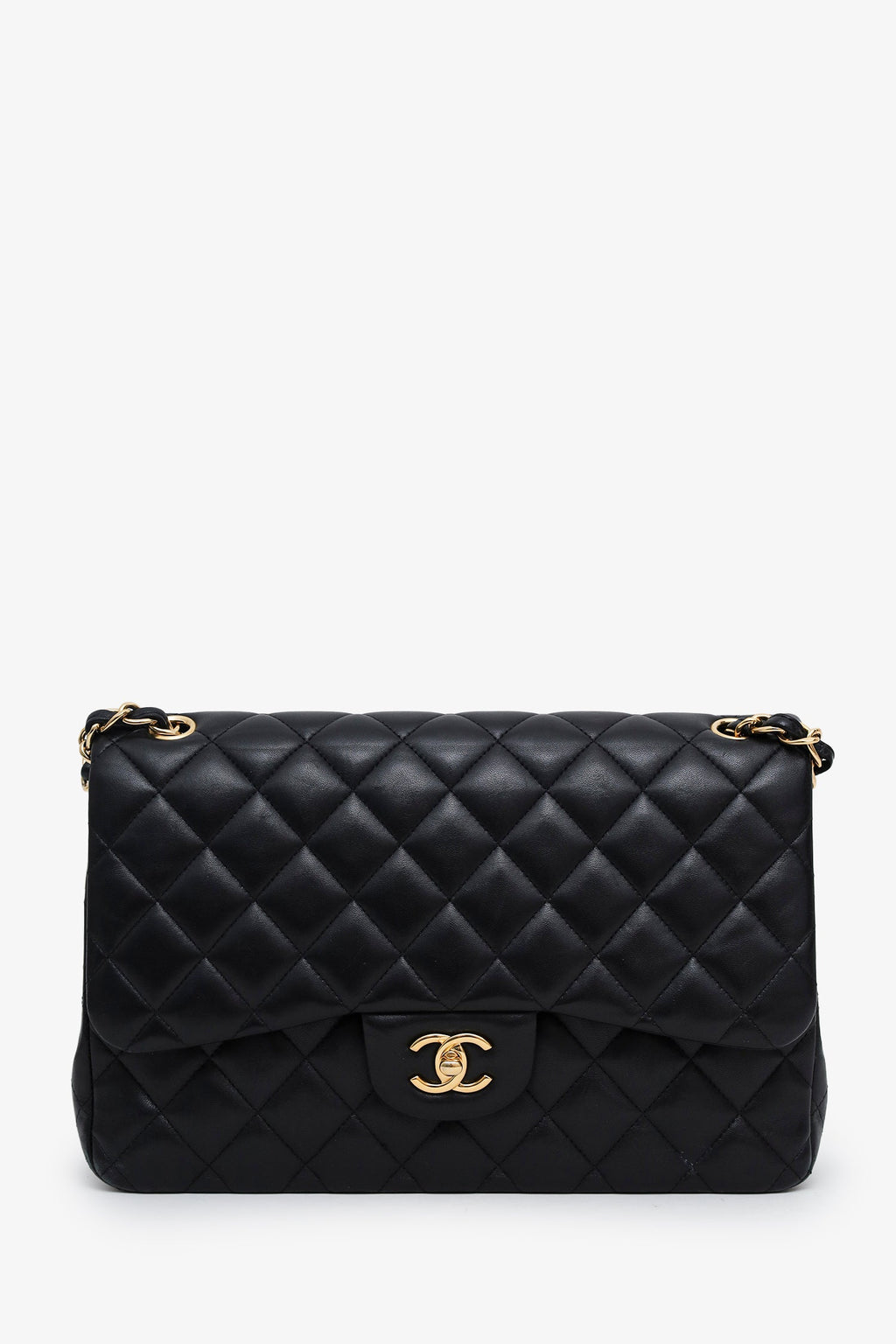 Chanel™ 2019 Black Lambskin Jumbo Double Flap Bag GHW