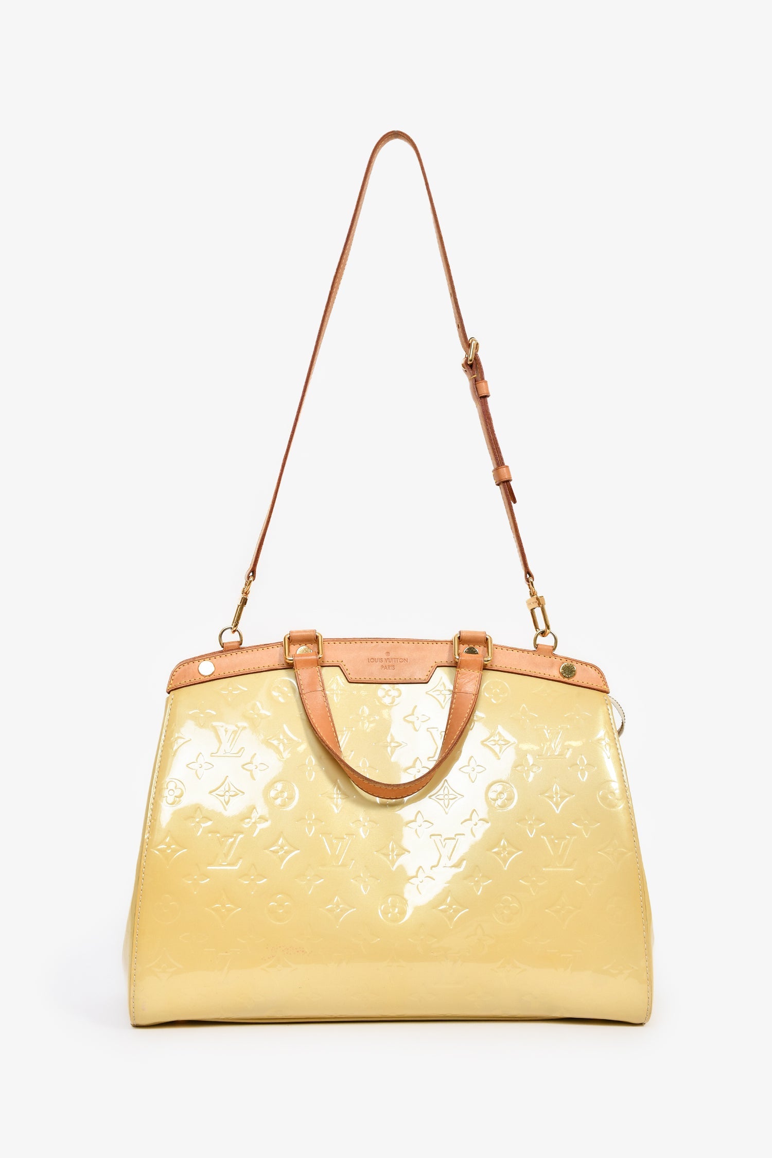 Louis Vuitton 2012 Beige Vernis Brea GM Top Handle Bag