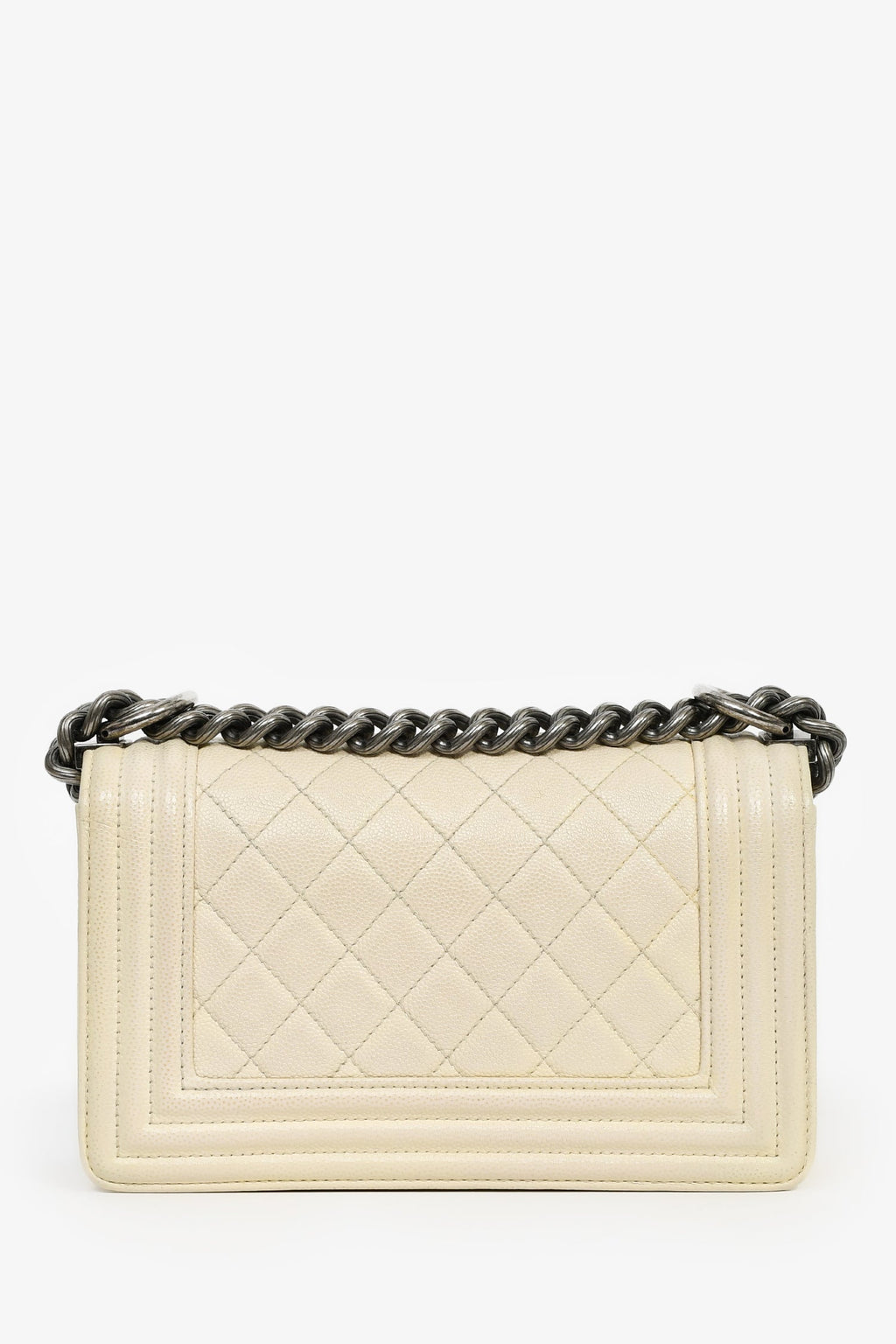 Chanel™ 2016-17 Cream Caviar Leather Small Boy Bag SHW