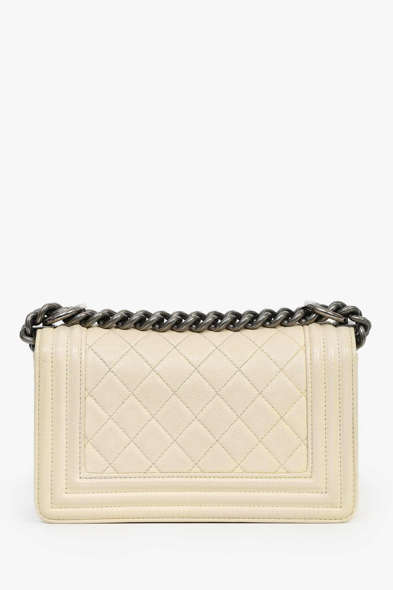 Chanel™ 2016-17 Cream Caviar Leather Small Boy Bag SHW