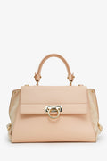Salvatore Ferragamo Pink Leather/Suede 'Gancio' Top Handle Bag GHW