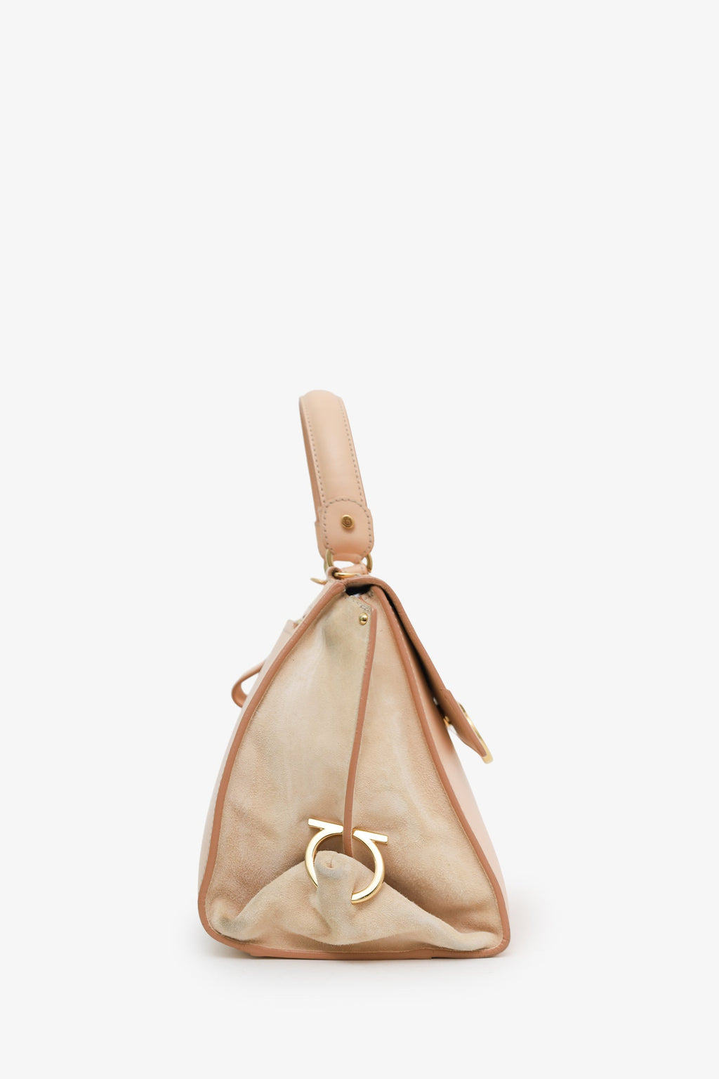 Salvatore Ferragamo Pink Leather/Suede 'Gancio' Top Handle Bag GHW