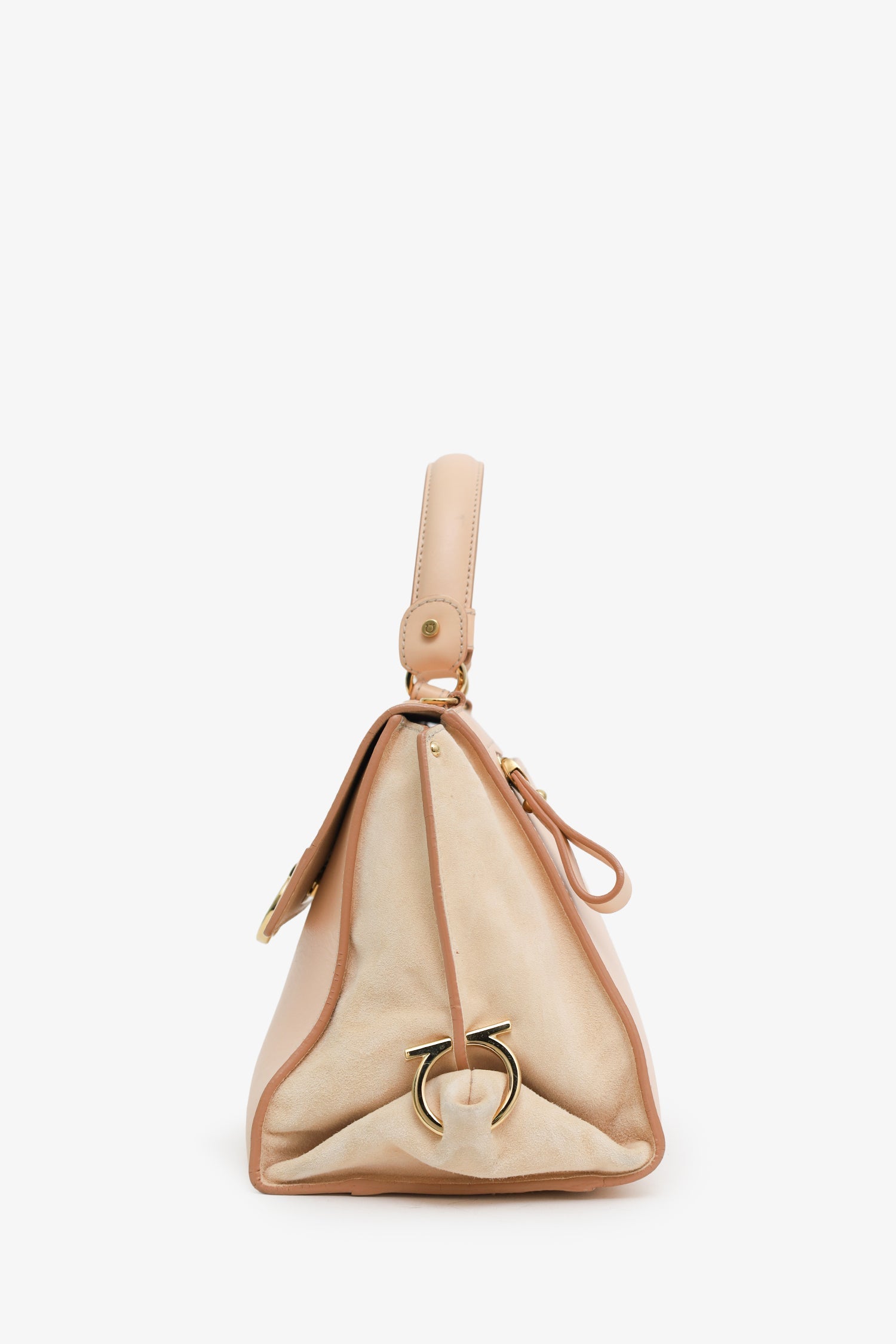 Salvatore Ferragamo Pink Leather/Suede 'Gancio' Top Handle Bag GHW
