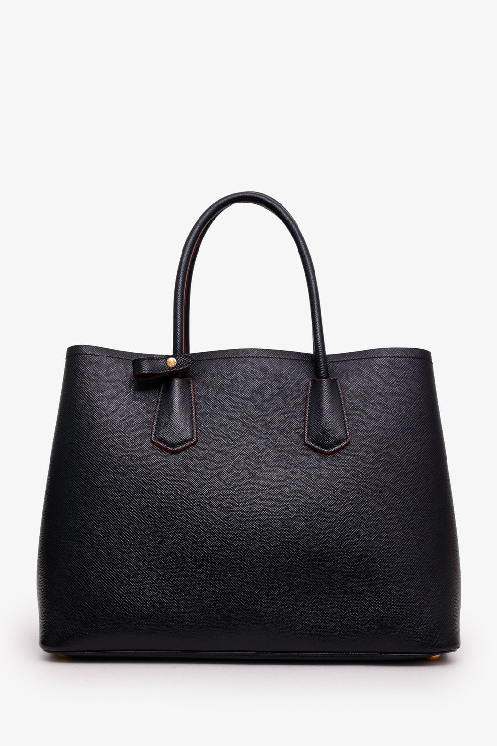 Prada Black Saffiano Cuir Leather Medium Double Handle Tote Bag