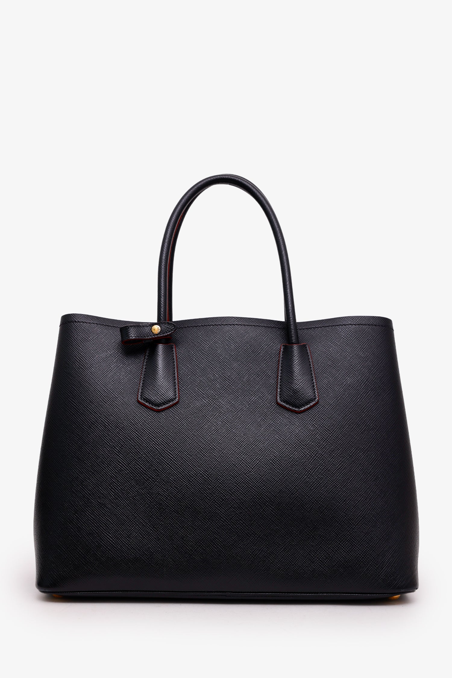 Prada Black Saffiano Cuir Leather Medium Double Handle Tote Bag