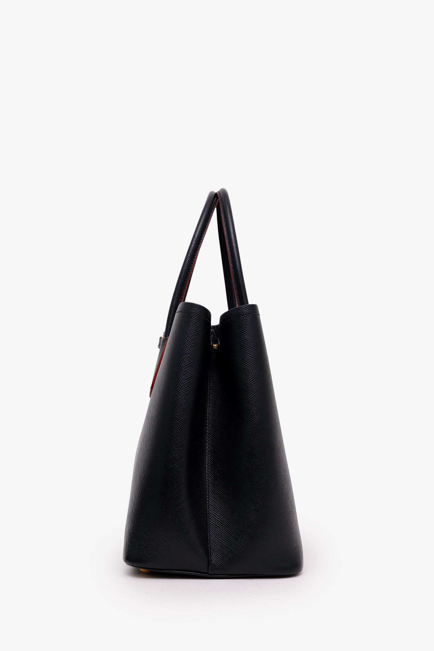 Prada Black Saffiano Cuir Leather Medium Double Handle Tote Bag