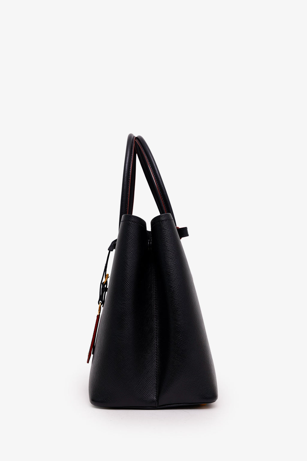 Prada Black Saffiano Cuir Leather Medium Double Handle Tote Bag