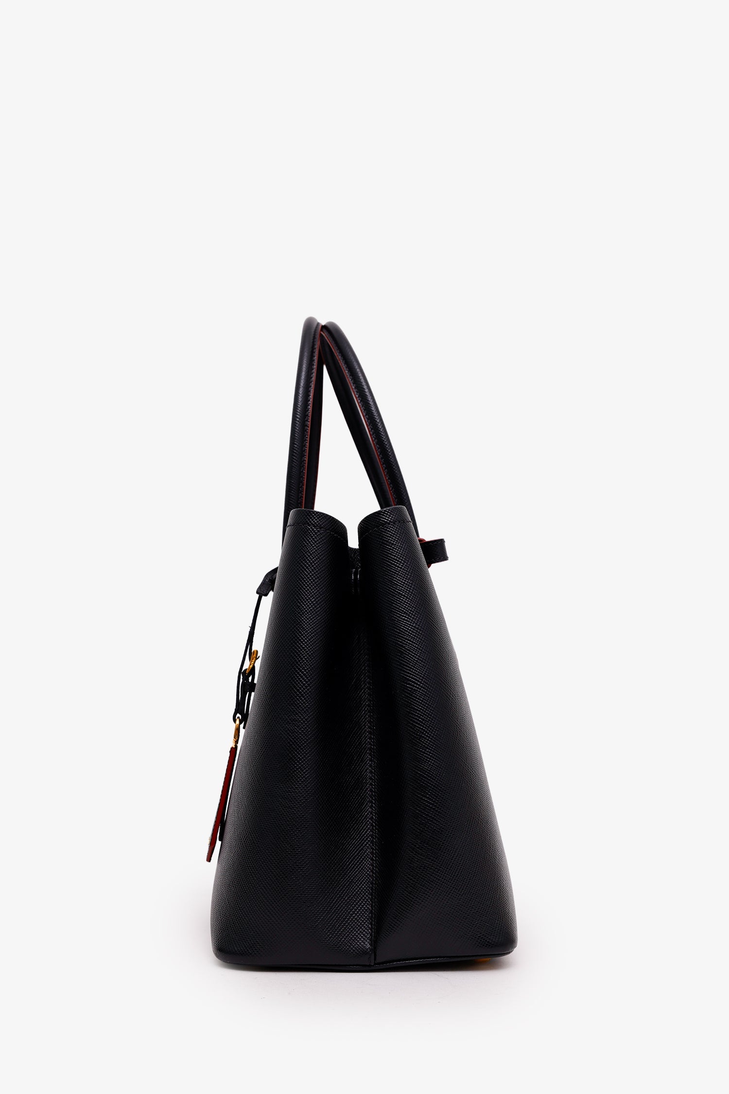 Prada Black Saffiano Cuir Leather Medium Double Handle Tote Bag