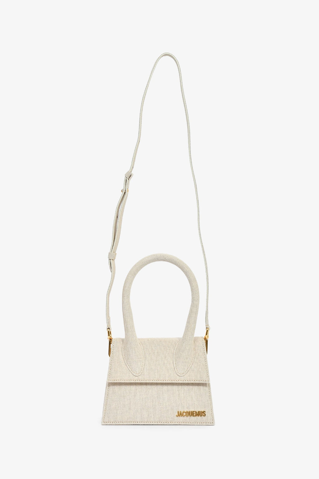 Jacquemus Light Beige Canvas Medium Chiquito Top Handle With Strap