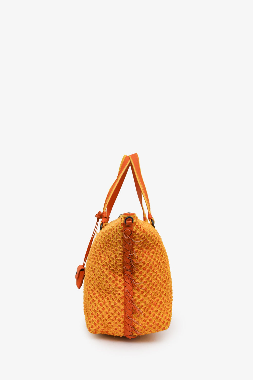 Bottega Veneta Vintage Yellow/Orange Woven Canvas Tote Bag With Strap