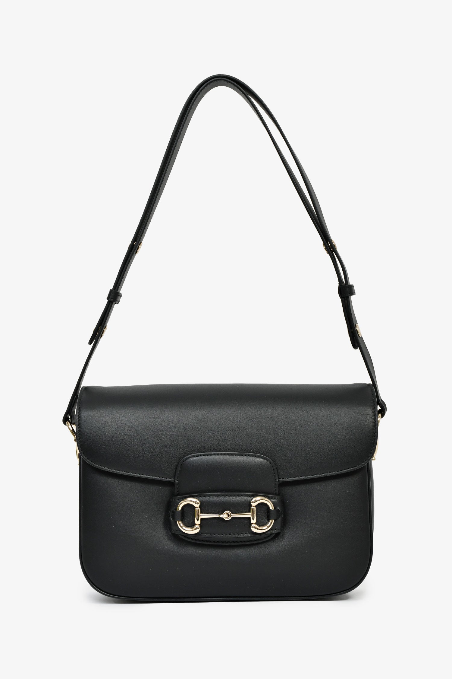 Gucci Black Leather Horsebit Medium 1955 Shoulder Bag