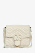 Gucci 2023 Cream Chevron Leather Monochrome Marmont Bag