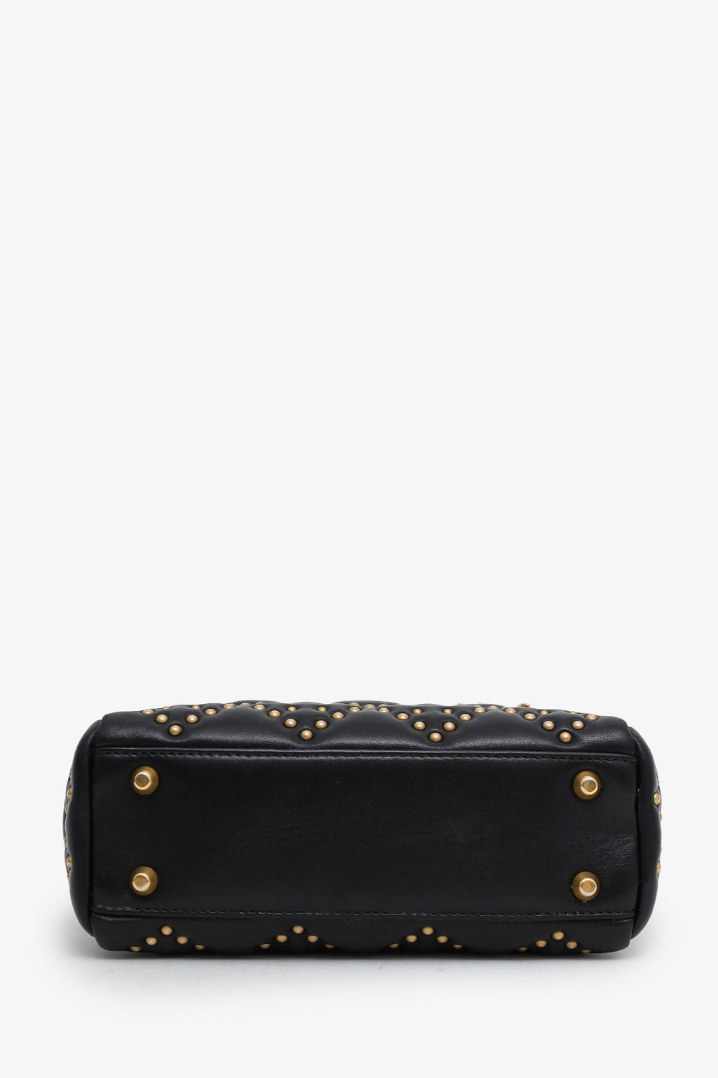 Christian Dior 2017 Black Leather Studded Supple Mini Lady Dior With Strap