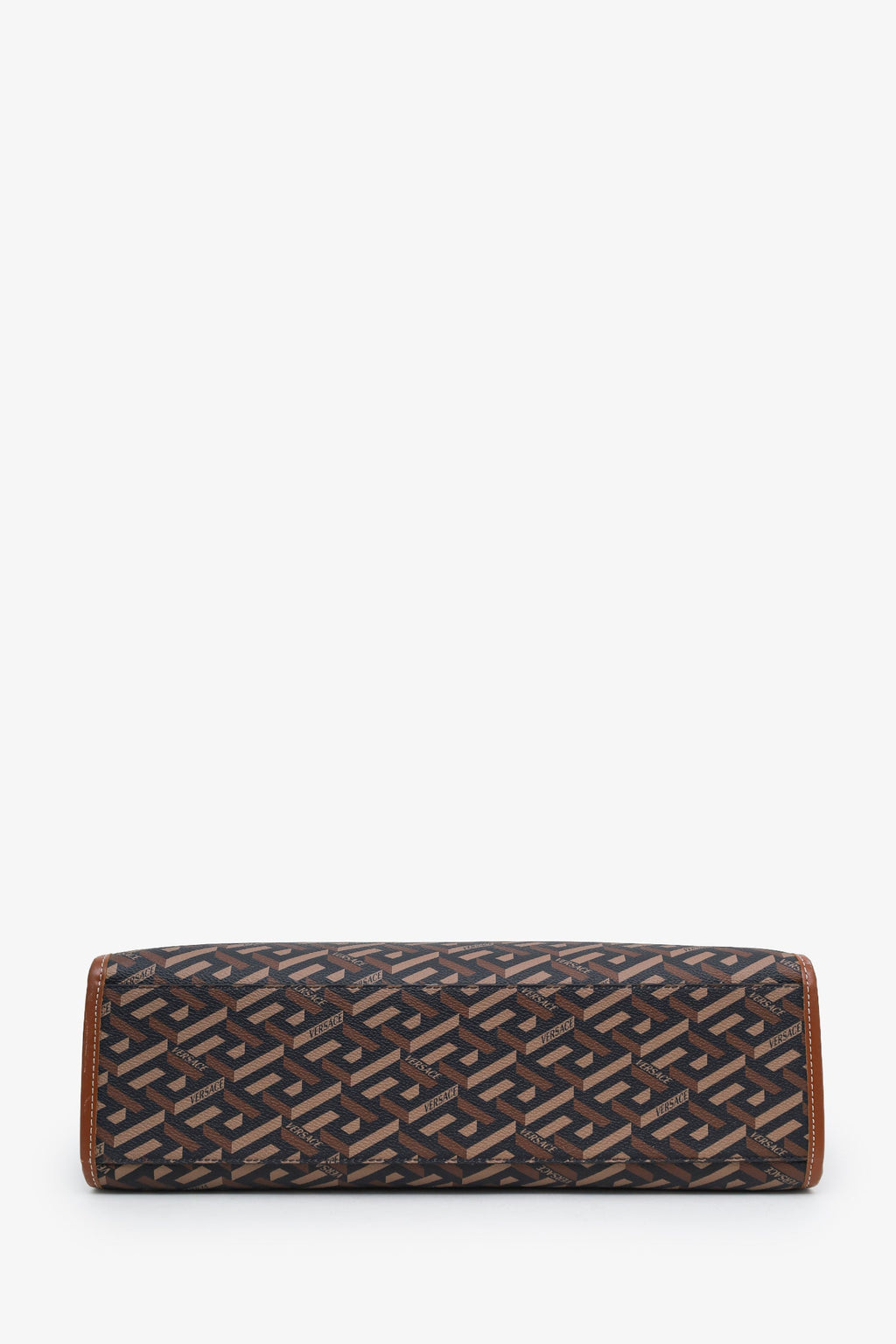 Versace Brown Saffiano Leather Shoulder Bag With Strap