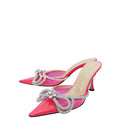 Mach & Mach Pink Crystal Double Bow PVC Heeled Mules 38