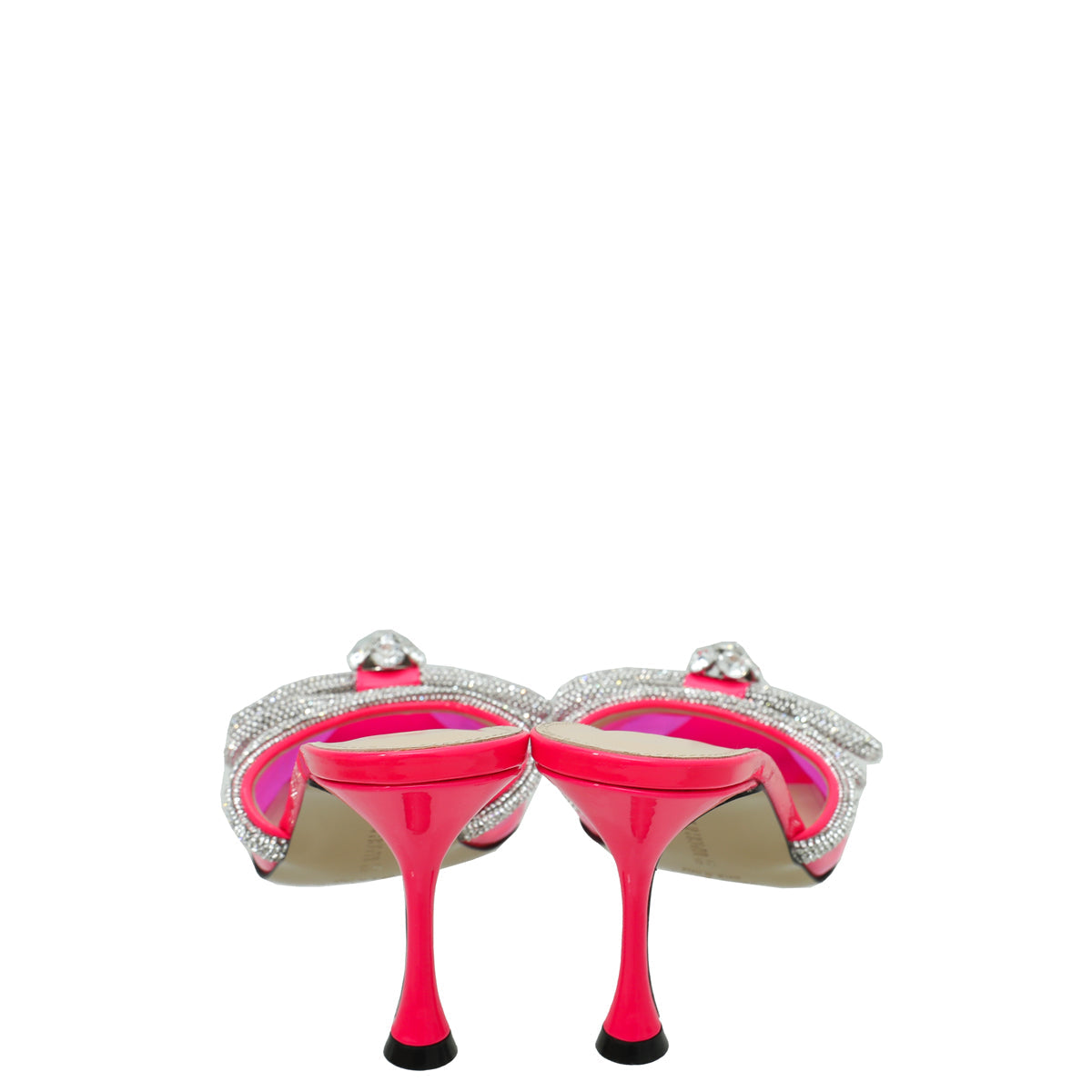 Mach & Mach Pink Crystal Double Bow PVC Heeled Mules 38