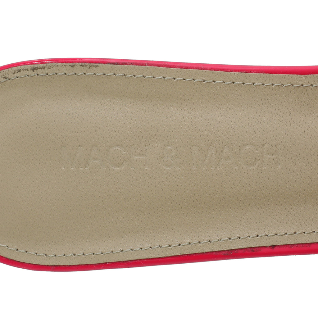 Mach & Mach Pink Crystal Double Bow PVC Heeled Mules 38