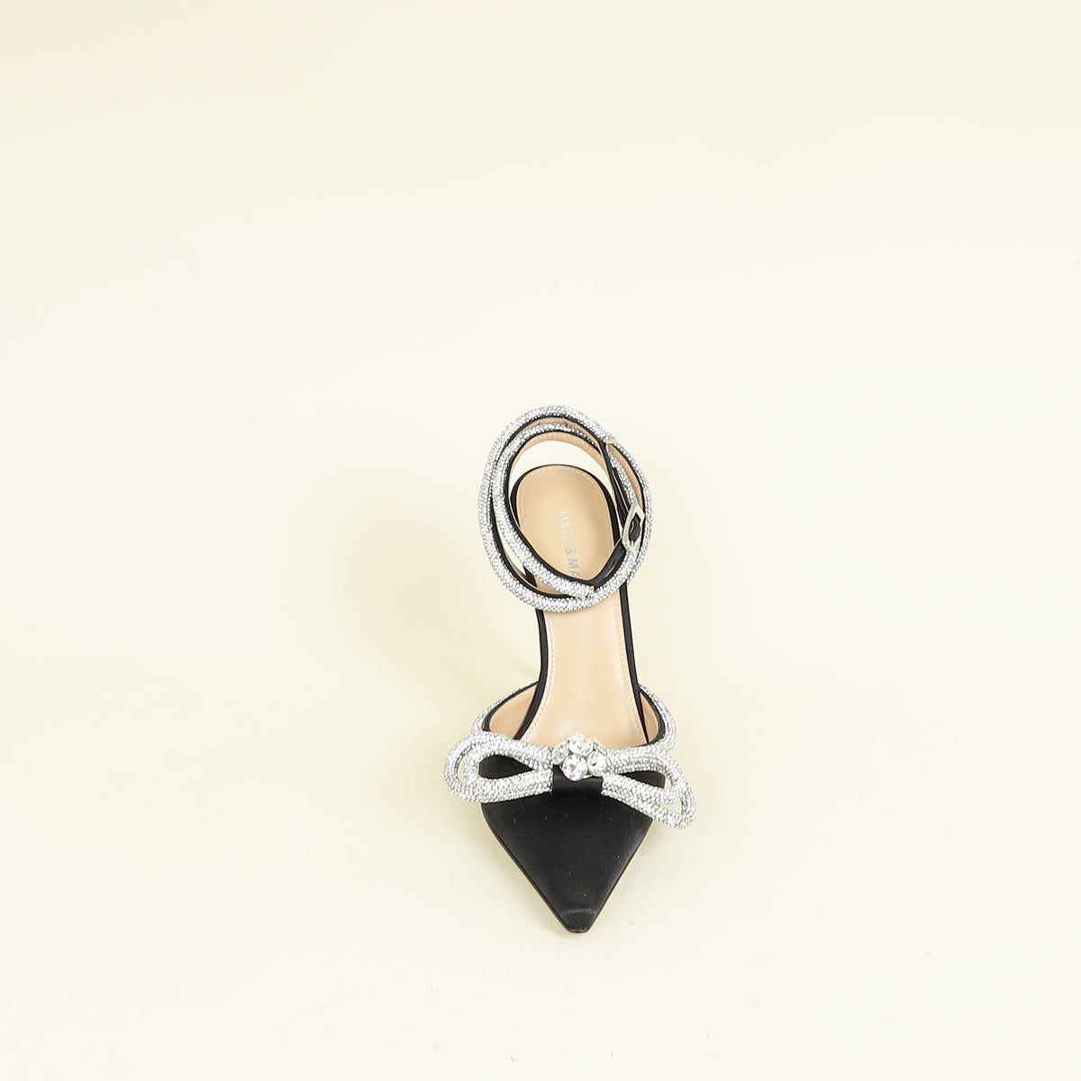 Mach & Mach Black Double Crystal Bow High Heels 38