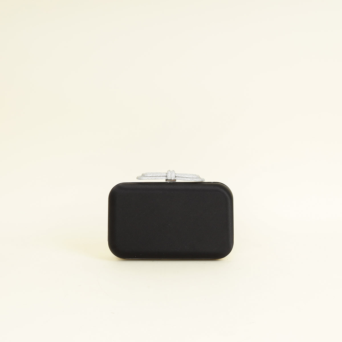 Mach & Mach Black Double Bow Satin Small Clutch