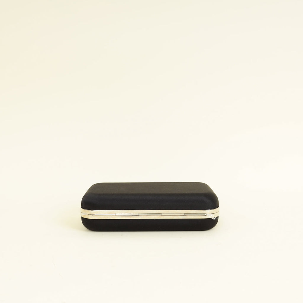 Mach & Mach Black Double Bow Satin Small Clutch