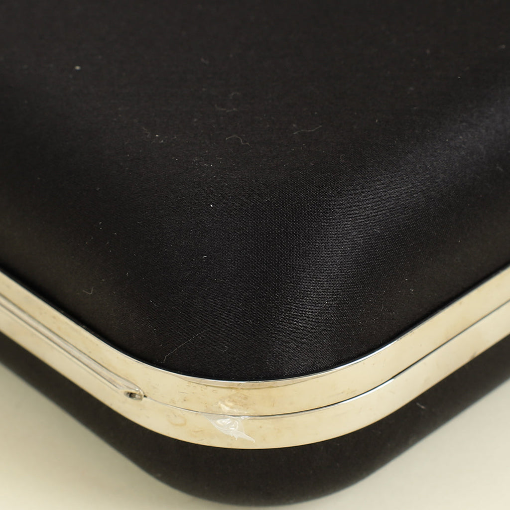 Mach & Mach Black Double Bow Satin Small Clutch