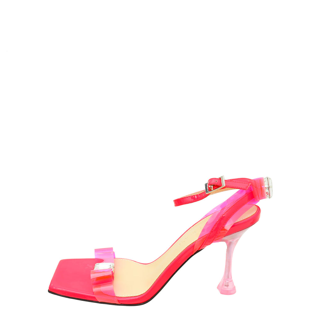 Mach & Mach Neon Pink French Bow Square Toe Sandal 36.5