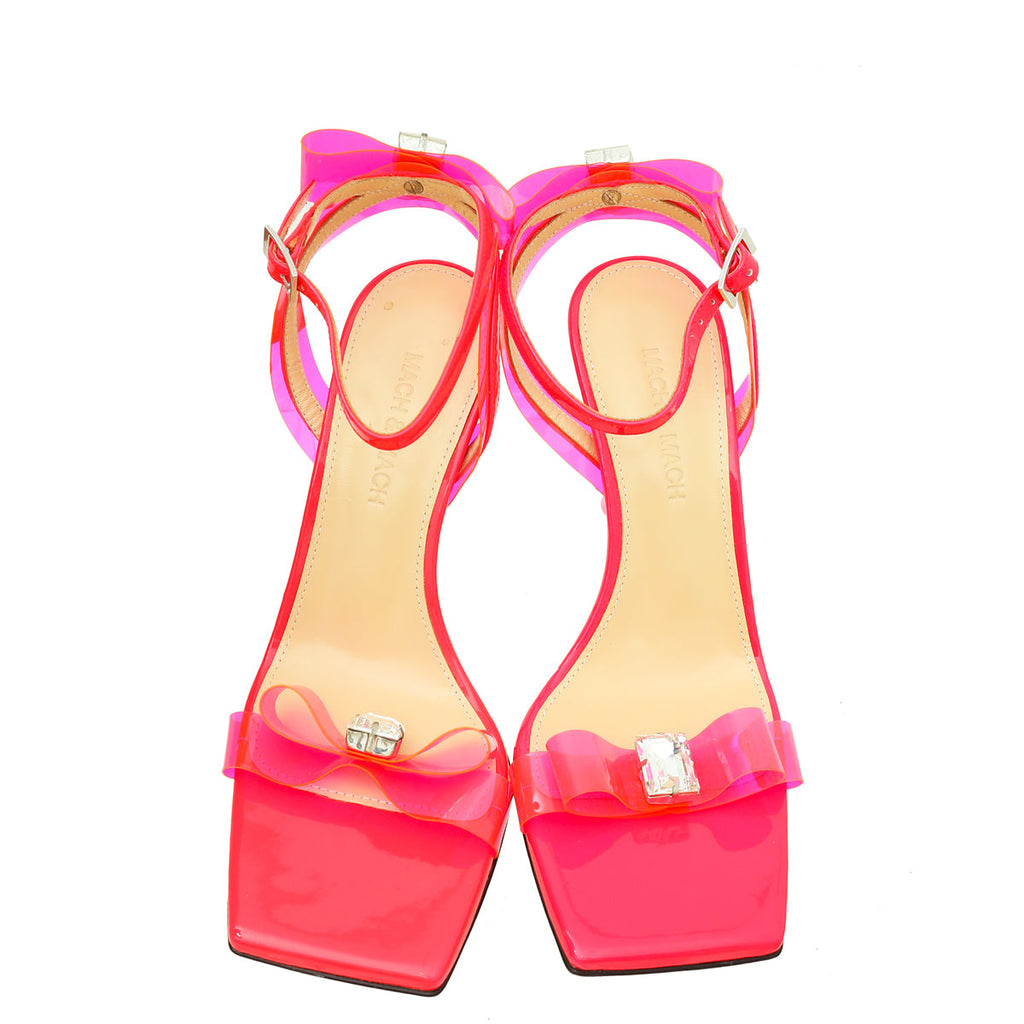 Mach & Mach Neon Pink French Bow Square Toe Sandal 36.5