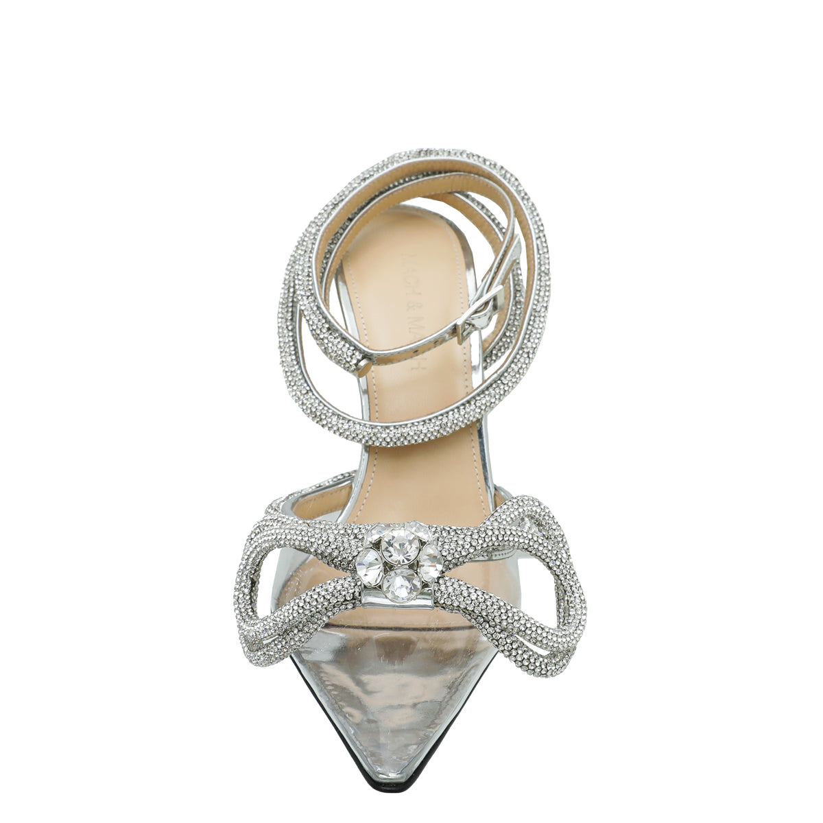 Mach & Mach Clear Crystal Bow Ankle Strap Pump 36