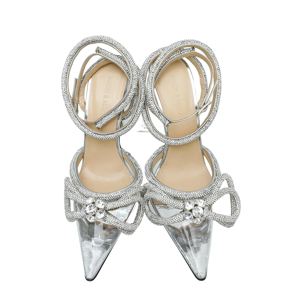 Mach & Mach Clear Crystal Bow Ankle Strap Pump 36