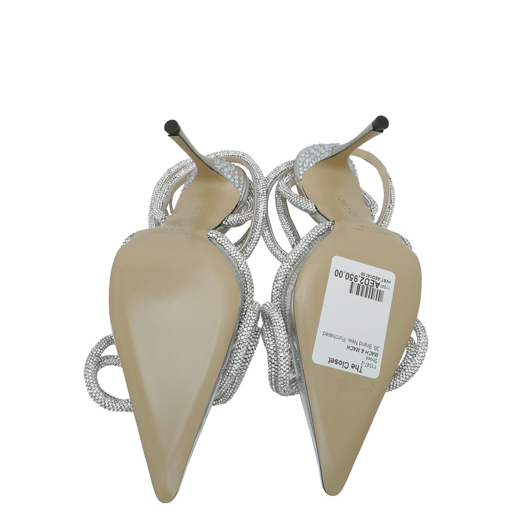 Mach & Mach Clear Crystal Bow Ankle Strap Pump 36