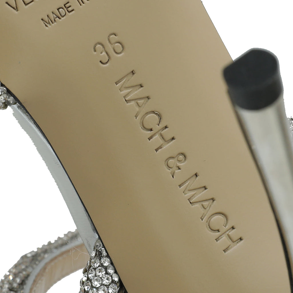 Mach & Mach Clear Crystal Bow Ankle Strap Pump 36
