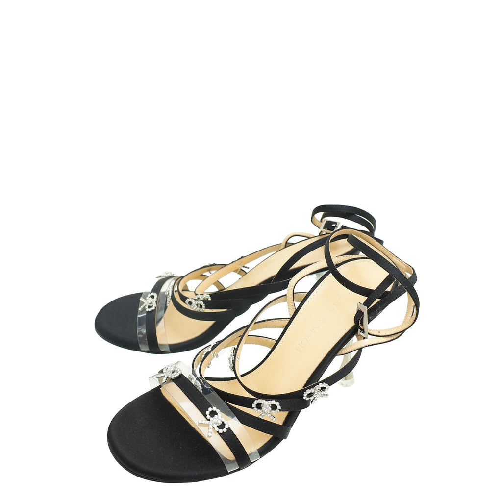 Mach & Mach Black Queen Heeled Ankle Strap Sandal 35
