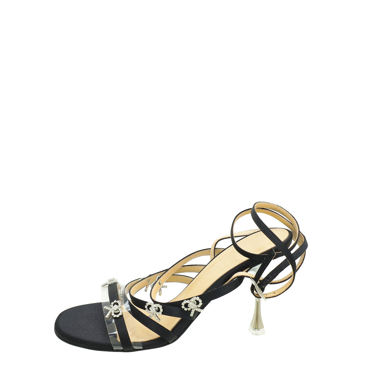 Mach & Mach Black Queen Heeled Ankle Strap Sandal 35