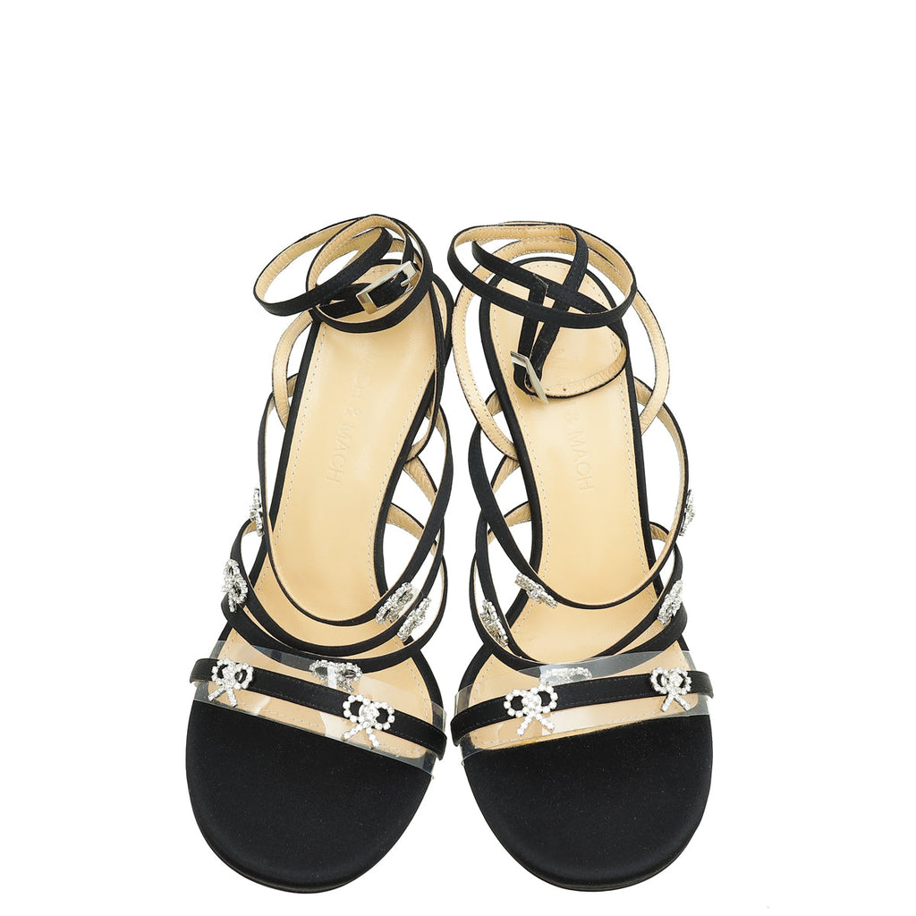 Mach & Mach Black Queen Heeled Ankle Strap Sandal 35
