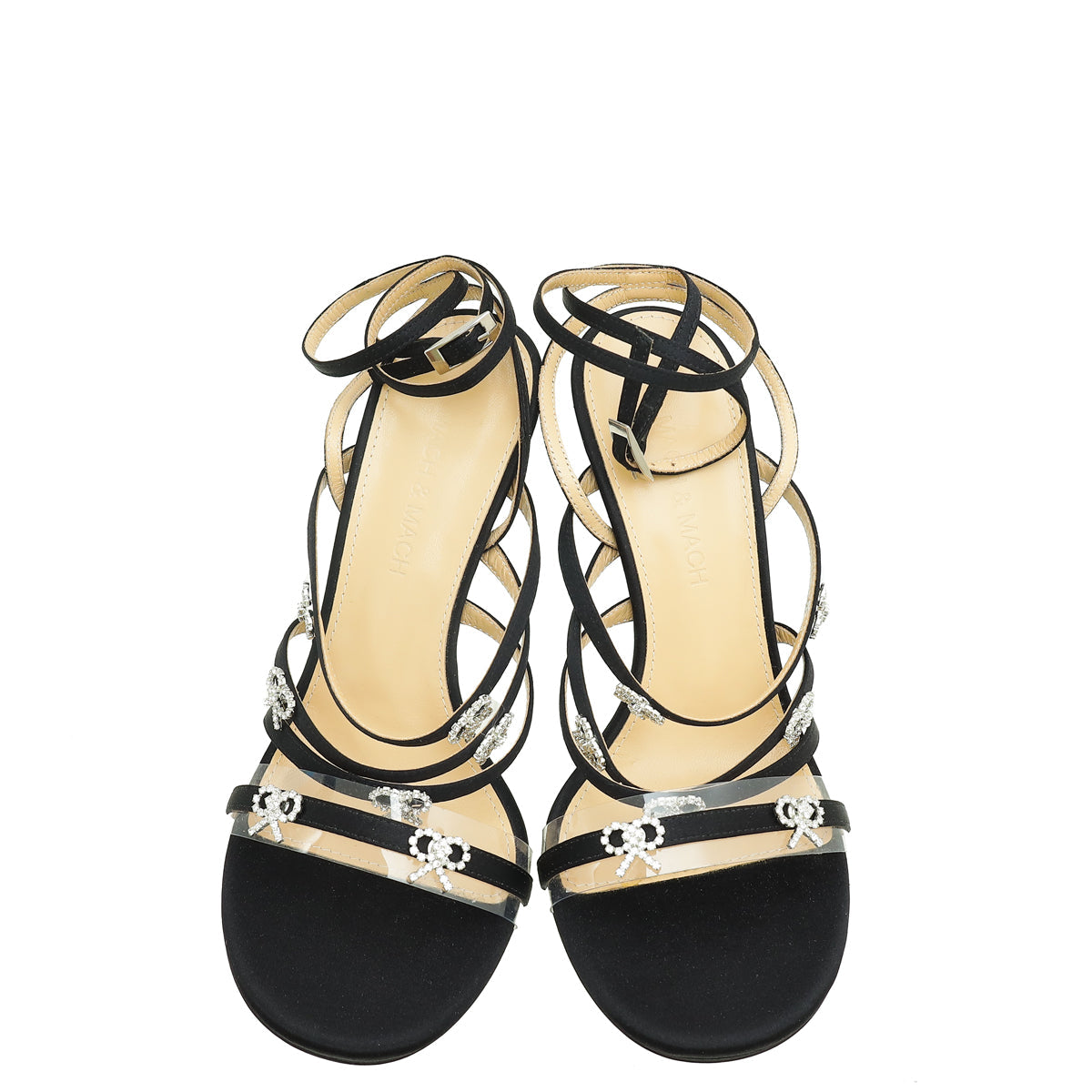 Mach & Mach Black Queen Heeled Ankle Strap Sandal 35
