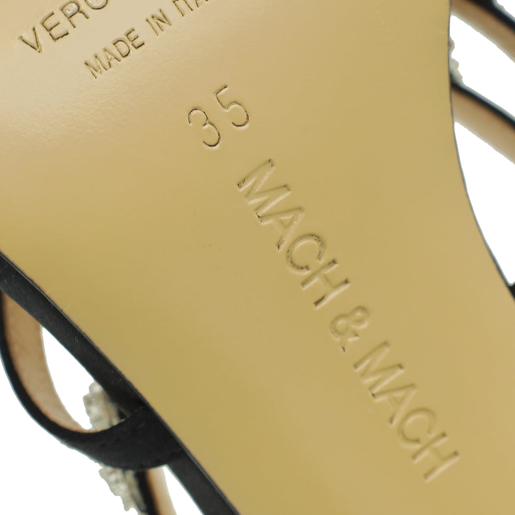 Mach & Mach Black Queen Heeled Ankle Strap Sandal 35