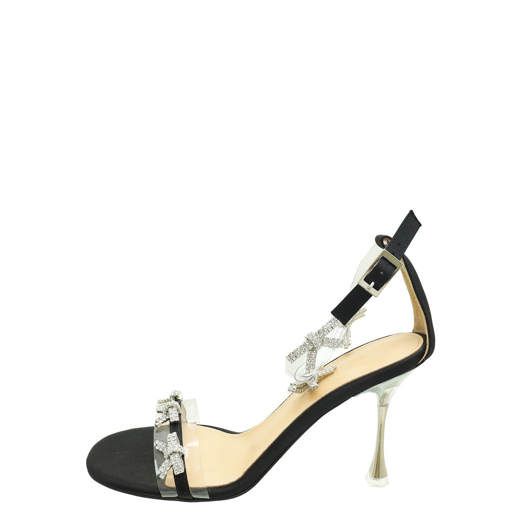 Mach & Mach Black Floating Crystal Bow Sandal 36