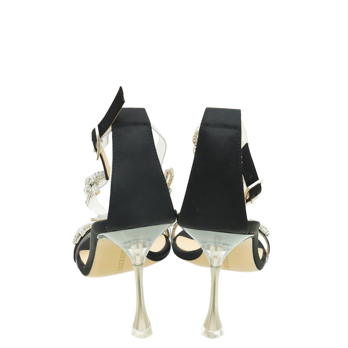 Mach & Mach Black Floating Crystal Bow Sandal 36