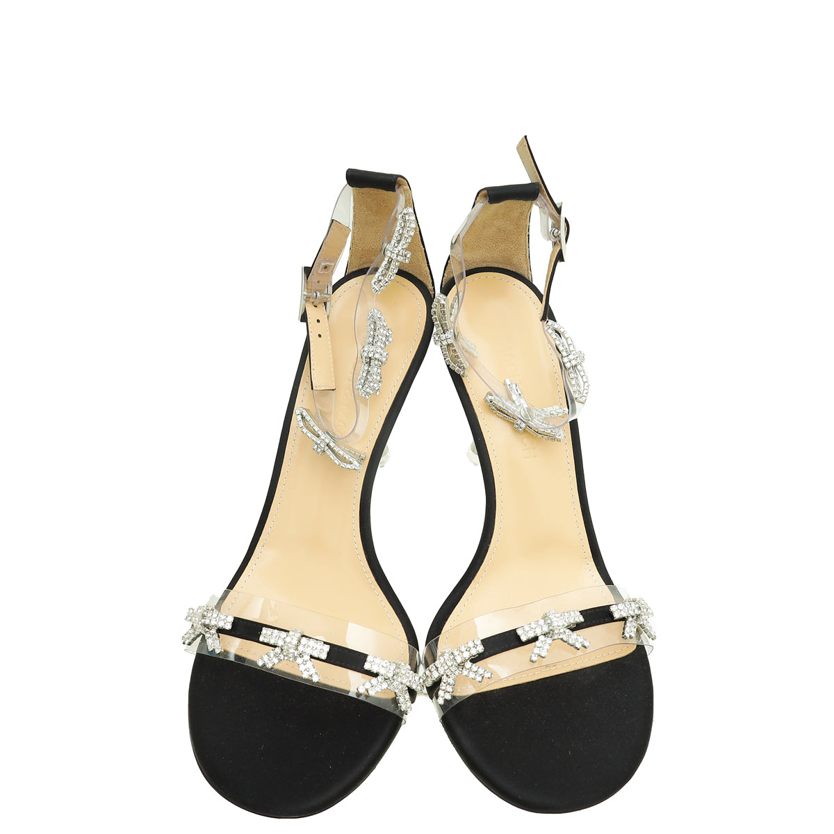 Mach & Mach Black Floating Crystal Bow Sandal 36
