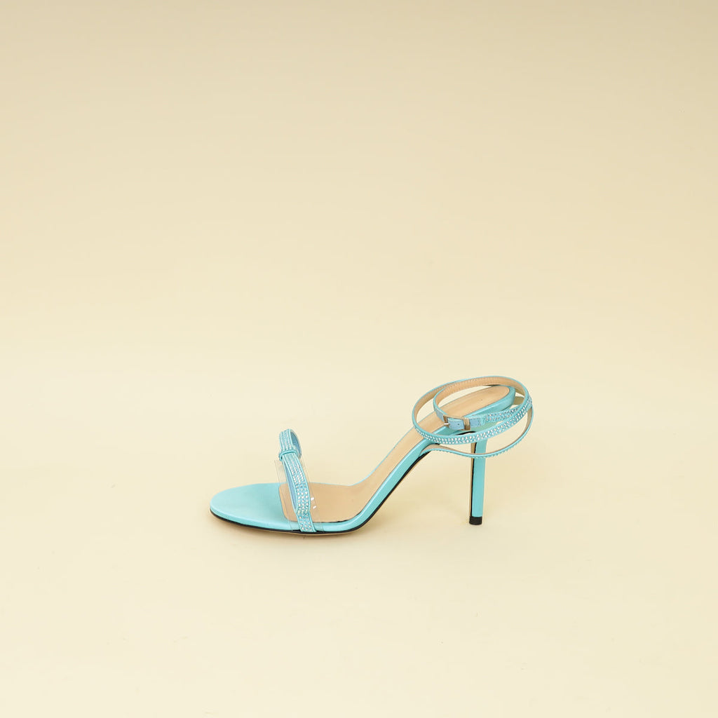 Mach & Mach Sky Blue French Bow Embellished Sandal 37.5