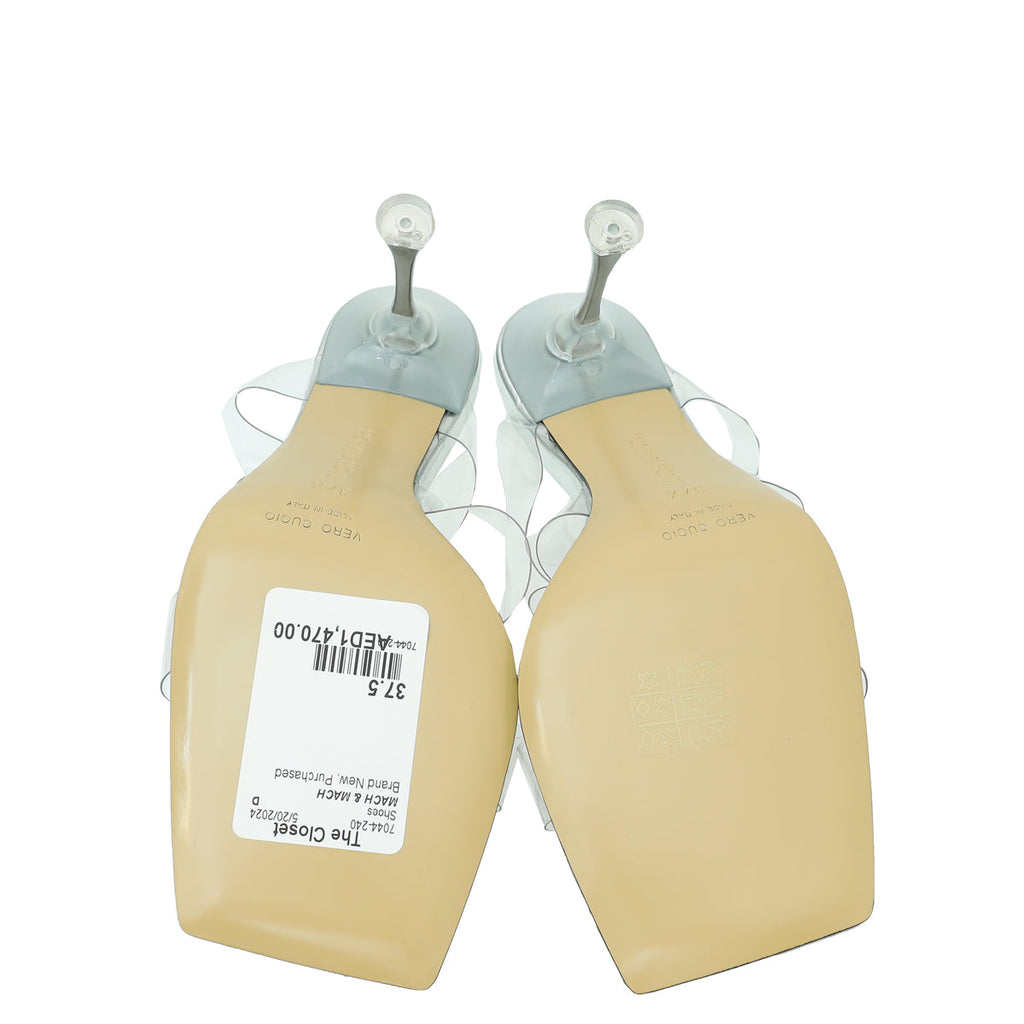 Mach & Mach Clear French Triple Bow PVC Mule 37.5